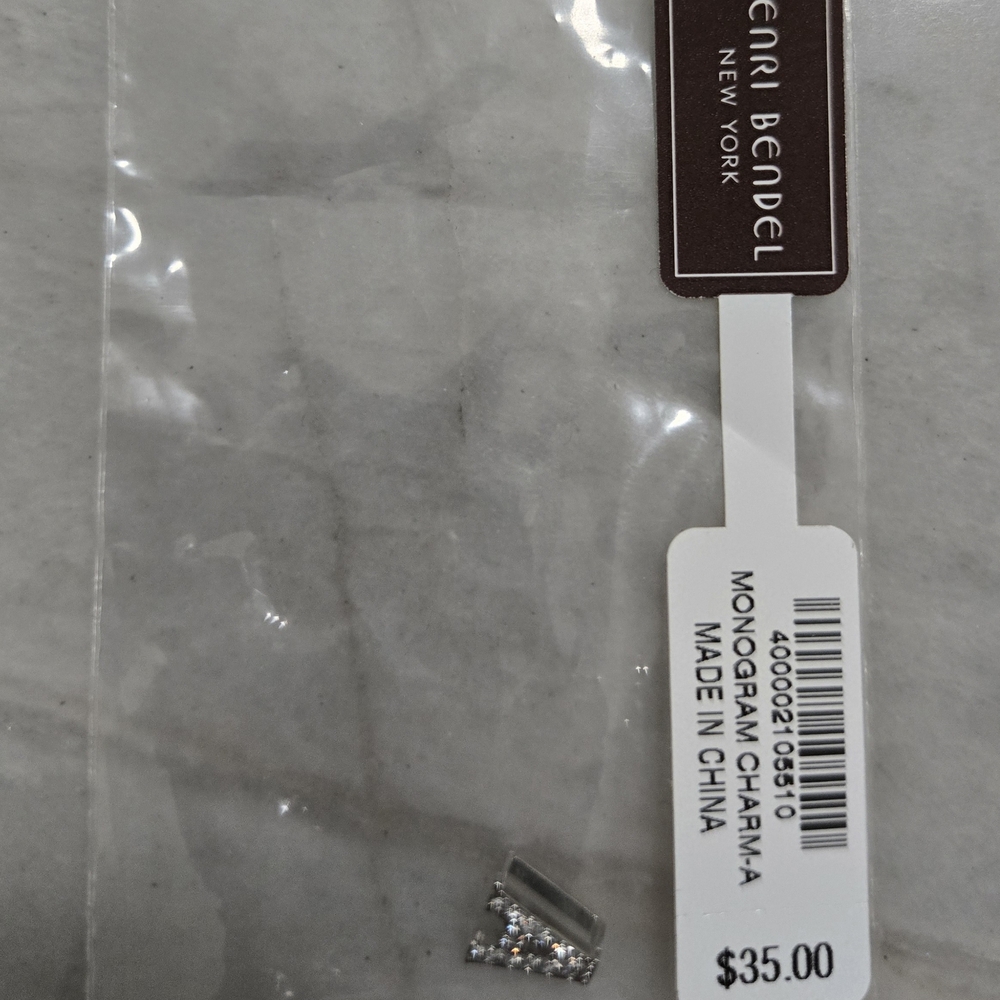 Henri Bendel Silver "A" Rhinestone Charm